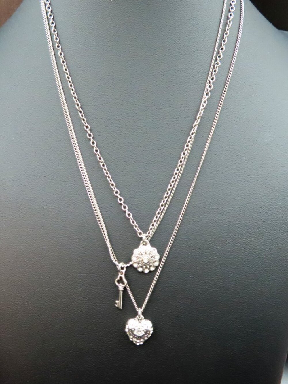 Juicy Couture Triple Chain and Charm Adjustable Necklace